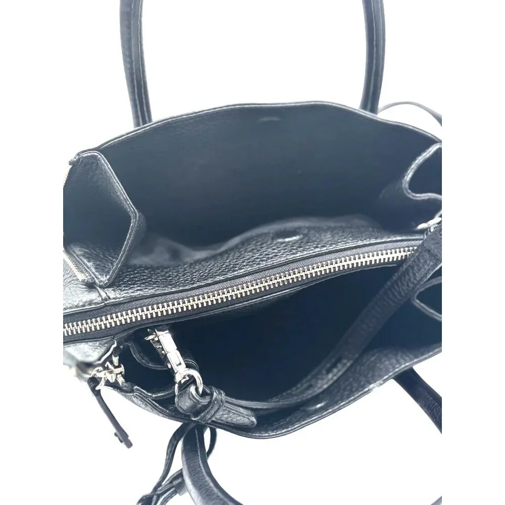 Rebecca Minkoff Textured Leather Mini Perry Satchel in Black